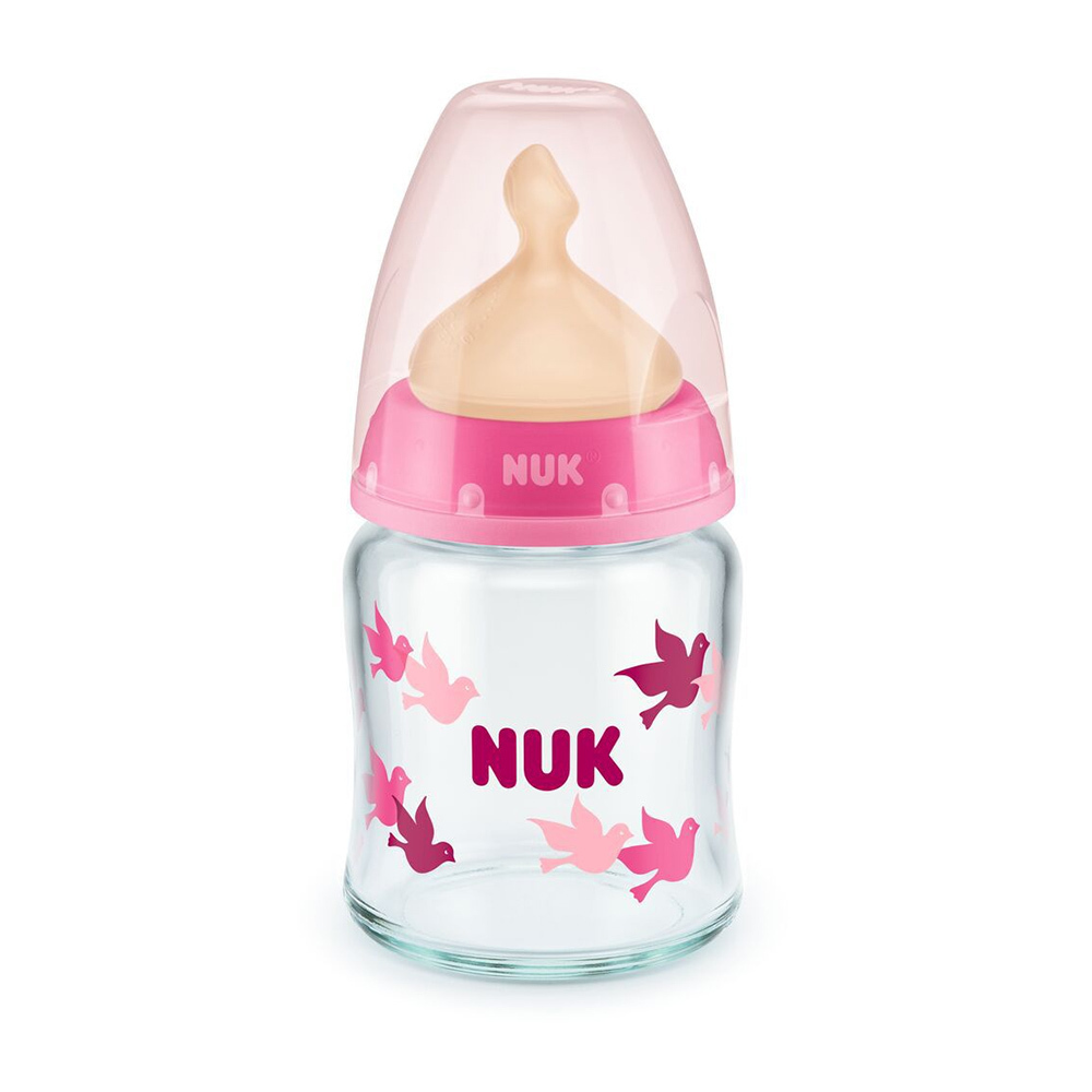 nuk-Γυάλινο-Μπιμπερό-first-choice-plus-με-Θηλή-Καουτσούκ-120ml1.jpg NUK Γυάλινο Μπιμπερό First Choice Plus με Θηλή Καουτσούκ 120ml - Image 1