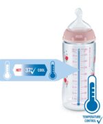 Nuk Plastic Bottle Temperature Control Anti Colic Bottle 300ml for 6-18 months Pink - Image 2