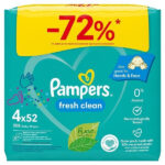 Pampers Fresh Clean Μωρομάντηλα χωρίς Οινόπνευμα & Parabens 4x52τμχ