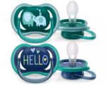 Philips⁄Avent Ορθοδοντικές Πιπίλες Σιλικόνης Ultra Air 18+ μηνών Ελέφαντας & Hello 2τμχ (SCF349⁄18) - Image 2