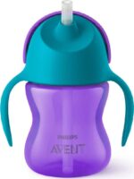 Philips⁄Avent Παιδικό Ποτηράκι με Λαβές και Καλαμάκι "Bendy" Πλαστικό Μωβ 200ml για 9m+ (SCF796⁄02)