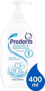 Proderm Shampoo & Shampoo Shower Gel with Vitamin E 0-12 months No1 with Pump, 400ml