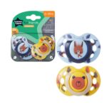 Tommee Tippee  Fun Friends Ορθοδοντικές Πιπίλες σιλικόνης 6-18m Κίτρινο⁄Μπλε (2τμχ) (43335865)