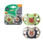 Tommee Tippee Fun Friends Ορθοδοντικές Πιπίλες σιλικόνης 6-18m Πράσινο⁄Μπέζ (2τμχ)(43335896)