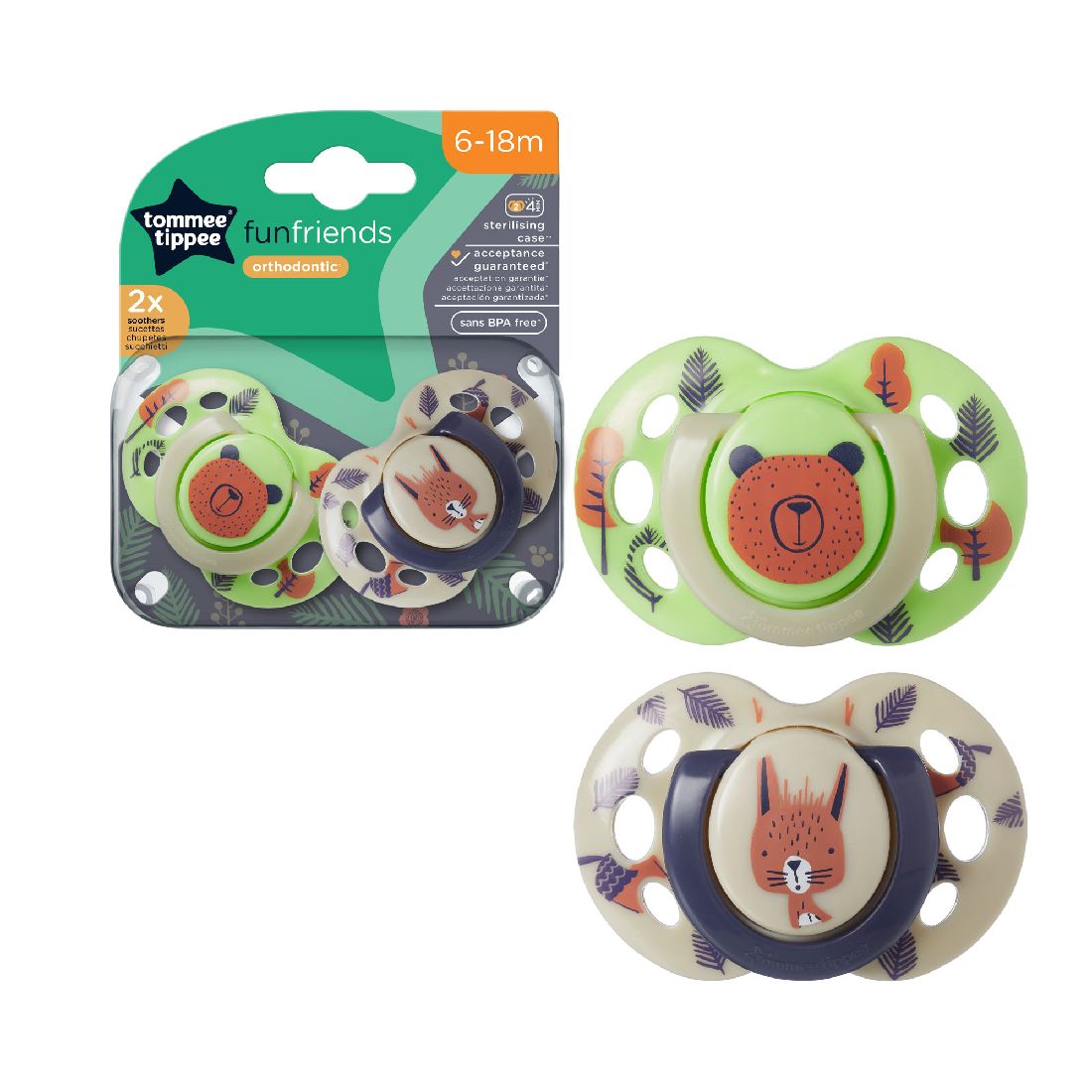 tommee-tippee-fun-friends-Ορθοδοντικές-Πιπίλες-σιλικόνης-6-18m-Πράσινο-Μπέζ-2τμχ433358961.jpg Tommee Tippee Fun Friends Ορθοδοντικές Πιπίλες σιλικόνης 6-18m Πράσινο⁄Μπέζ (2τμχ)(43335896) - Image 1