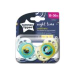Tommee Tippee Night Time Soothers Πιπίλες Σιλικόνης Night 18-36m Kίτρινο⁄Πράσινο (2τμχ)(43341302)