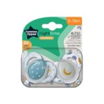 Tommee Tippee Night Time Orthodontic Silicone Pacifiers Night 6-18m Blue⁄White (2pcs)(43336297)