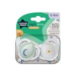Tommee Tippee Orthodontic Night Time Silicone Night 0-6m White⁄Green (2pcs) (43338095)