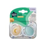 Tommee Tippee Orthodontic Night Time Πιπίλες Σιλικόνης Night 0-6m Πορτοκαλί⁄Γαλάζια(2τμχ) (43338095)