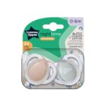 Tommee Tippee Orthodontic Night Time Πιπίλες Σιλικόνης Night 0-6m Πορτοκαλί⁄Γκρι(2τμχ) (43338095)