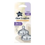 Tommee Tippee Θηλές σιλικόνης Closer to Nature - μεταβλητής ροής με κοπή σε σχήμα Χ 0m+(424587)