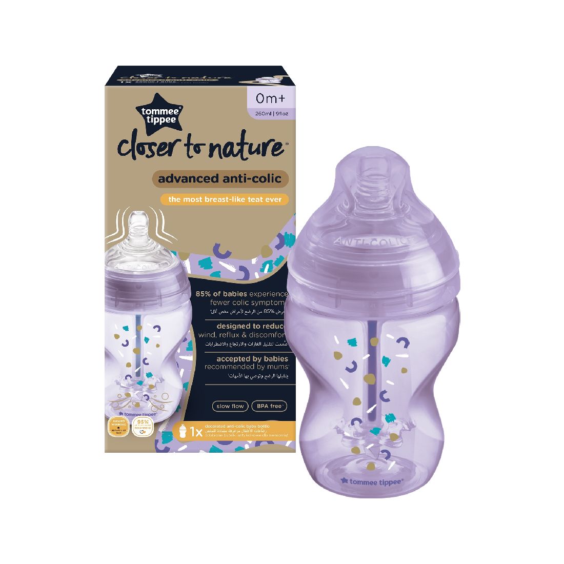 tommee-tippee-Μπιμπερό-advanced-anti-colic-Μικρής-Ροής-Με-Μωβ-Σχέδιο-0m-260ml-422576041.jpg Tommee Tippee Μπιμπερό Advanced Anti-Colic Μικρής Ροής Με Μωβ Σχέδιο 0m+ 260ml (42257604) - Image 1
