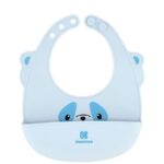 Waterproof Silicone Bib with Button Silicone Bib with Pocket Blue