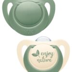 NUK for Nature Πιπίλες Σιλικόνης 0-6m Πράσινη⁄Μπεζ 2τμχ