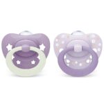 NUK First Choice Classic Day & Night Πιπίλα Σιλικόνης με Θήκη 6-18m Λιλά-Μωβ, 2τεμ