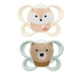 NUK Perfect Match Air Πιπίλα Σιλικόνης με Θήκη για 0-2m Αλεπου⁄Αρκούδα, 2τεμ